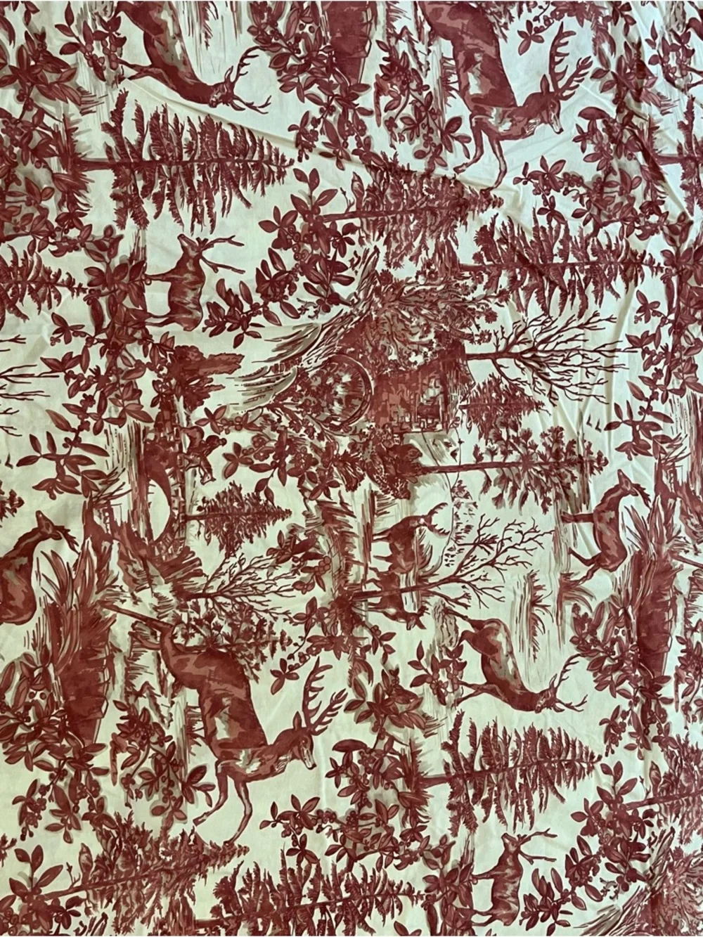 Pottery Barn Duvet Cover Red Alpine Toile Queen Cotton Woodsy Deer Cabin Charm